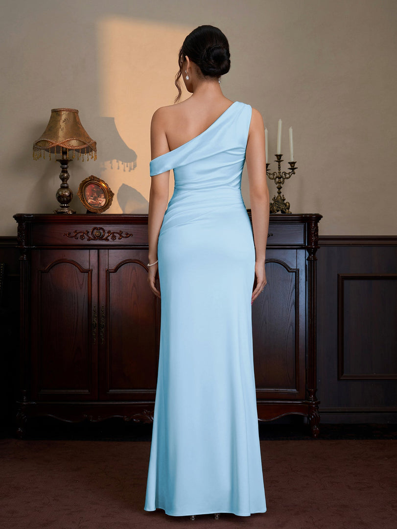 One Shoulder Satin Bodycon Maxi Dress | Prom Dress