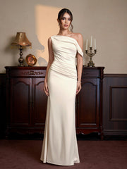 One Shoulder Satin Bodycon Maxi Dress | Prom Dress