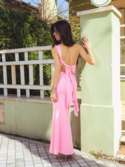 One Shoulder Tie Back Ruched Mermaid Hem Dress | Bridesmaid Dress