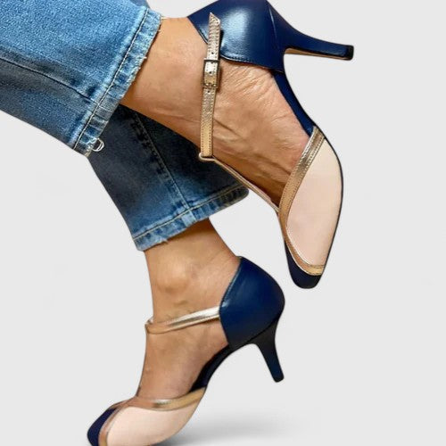 Women's Wedding Shoes T-Strap Pointed Toe Kitten Heel Style