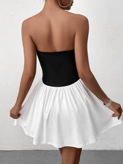 Patchwork Contrast Tube Mini Dress | Homecoming Dress