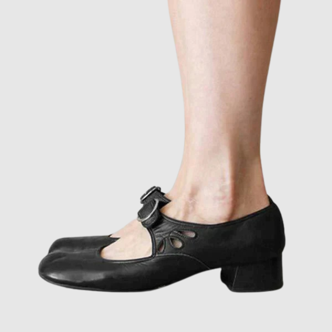 Women's Mary Jane Shoes Buckle Strap Round Toe Block Heel Style