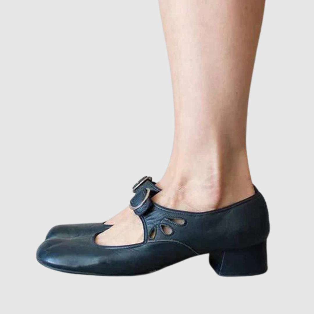 Women's Mary Jane Shoes Buckle Strap Round Toe Block Heel Style