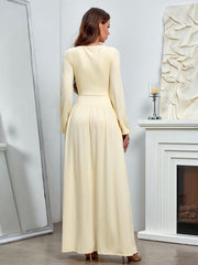 Puff Sleeve Square Neck Flared Bodycon Long Dress | Prom Dress
