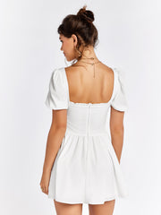 Puff Sleeve Zipper Back Mini Dress | Homecoming Dress, Wedding Guest Dress