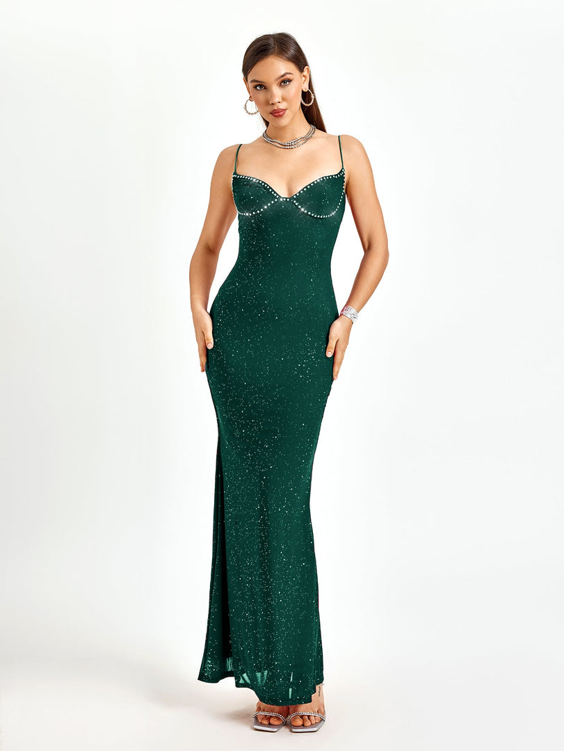 Rhinestone Beaded Bustier Mermaid Bodycon Dress | Cocktail Dress