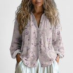 Load image into Gallery viewer, Women's Floral Print Blouses Zip Front Long Sleeve Lightweight Style
