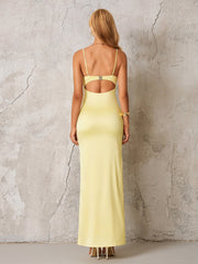Ruched Bust Cut Out Backless Satin Dress | Bridesmaid Dress, Formal Dress