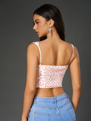 Ruched Bust Floral Print Crop Top | Vacation Top