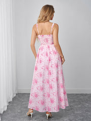 Ruched Bust Lace Trim Pocket Floral Print Dress | Wedding Guest Dress, Vacation Dress