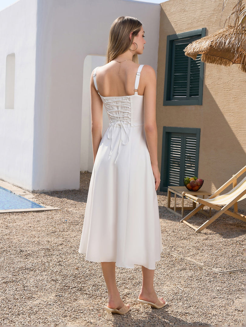 Ruched Bust Split Thigh Cami Dress | Vacation Dress