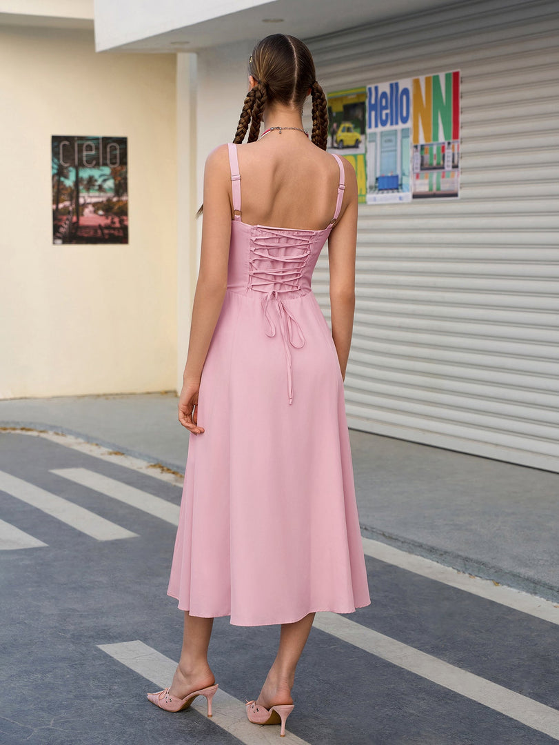 Ruched Bust Split Thigh Cami Dress | Vacation Dress