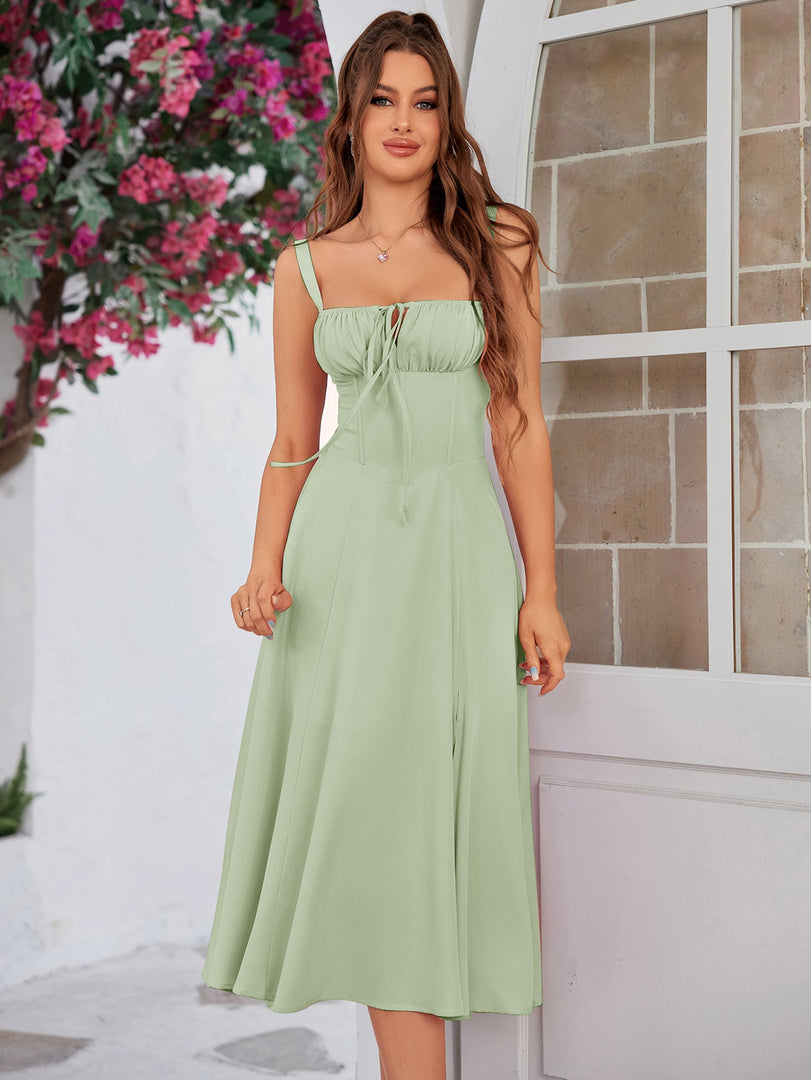 Ruched Bust Split Thigh Cami Dress | Vacation Dress