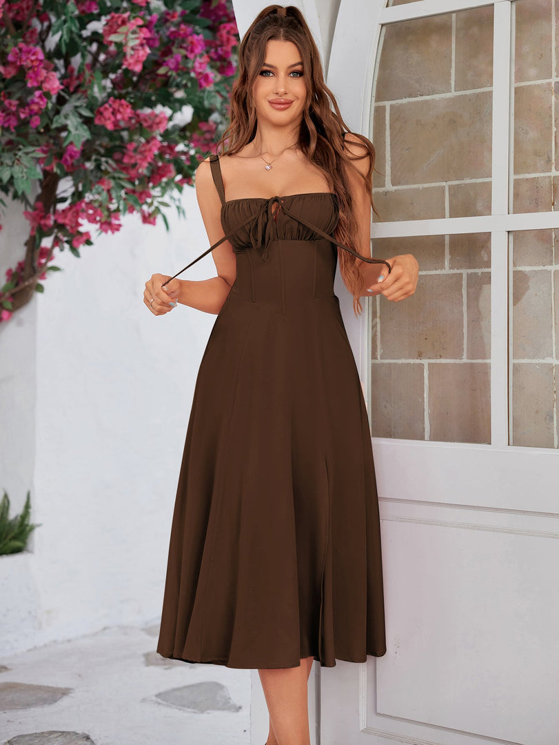 Ruched Bust Split Thigh Cami Dress | Vacation Dress