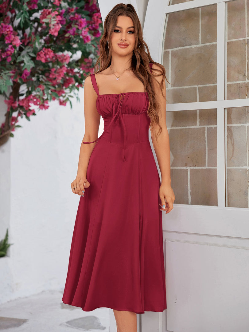 Ruched Bust Split Thigh Cami Dress | Vacation Dress