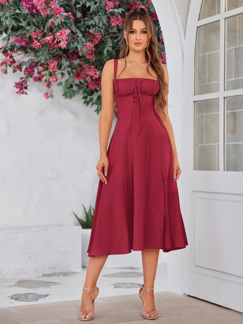 Ruched Bust Split Thigh Cami Dress | Vacation Dress