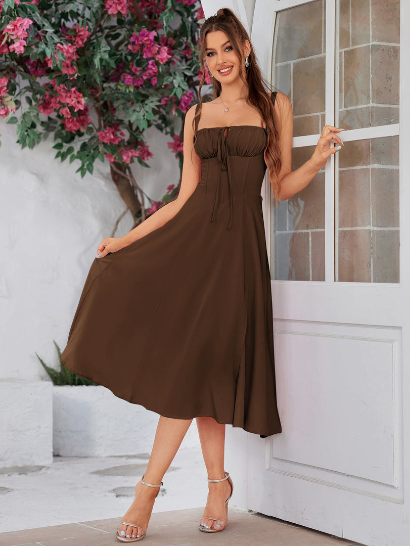 Ruched Bust Split Thigh Cami Dress | Vacation Dress
