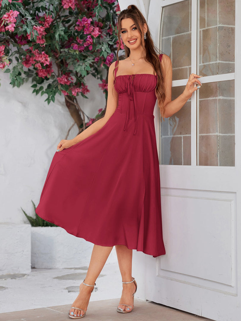 Ruched Bust Split Thigh Cami Dress | Vacation Dress