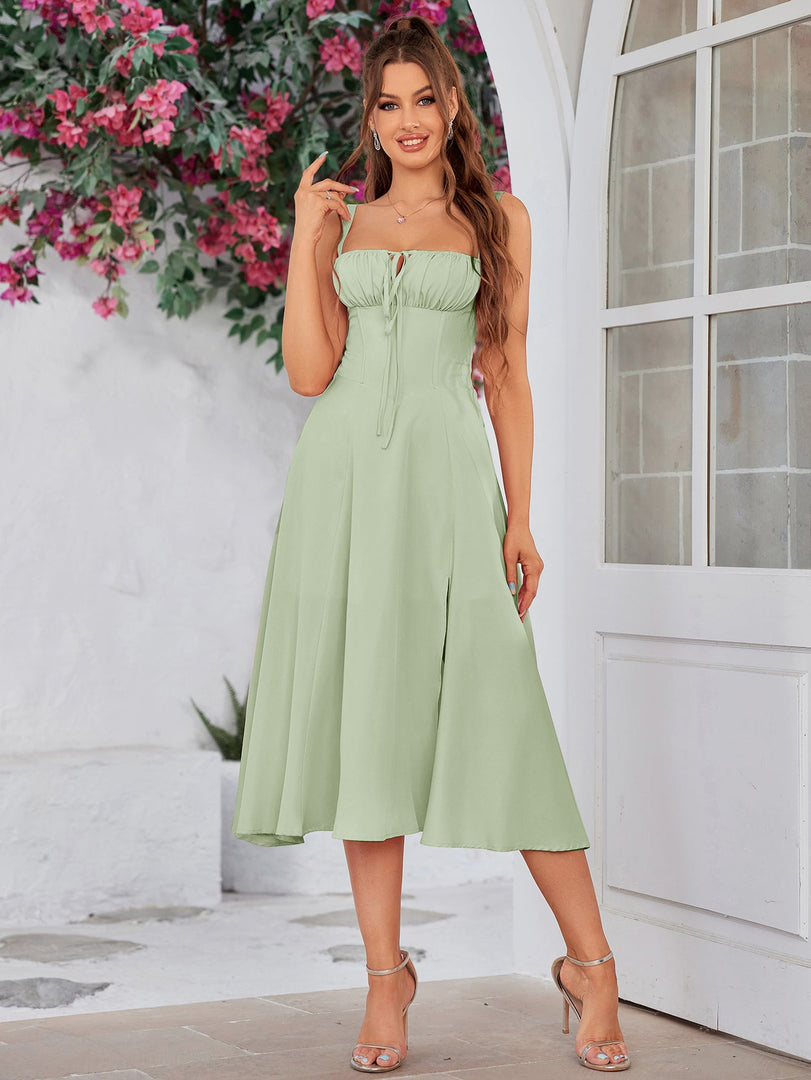 Ruched Bust Split Thigh Cami Dress | Vacation Dress