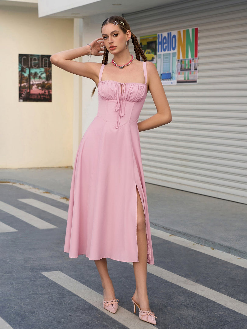 Ruched Bust Split Thigh Cami Dress | Vacation Dress