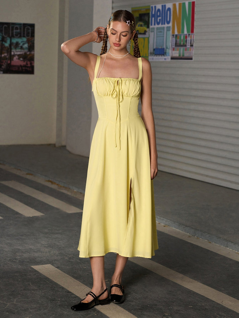 Ruched Bust Split Thigh Cami Dress | Vacation Dress