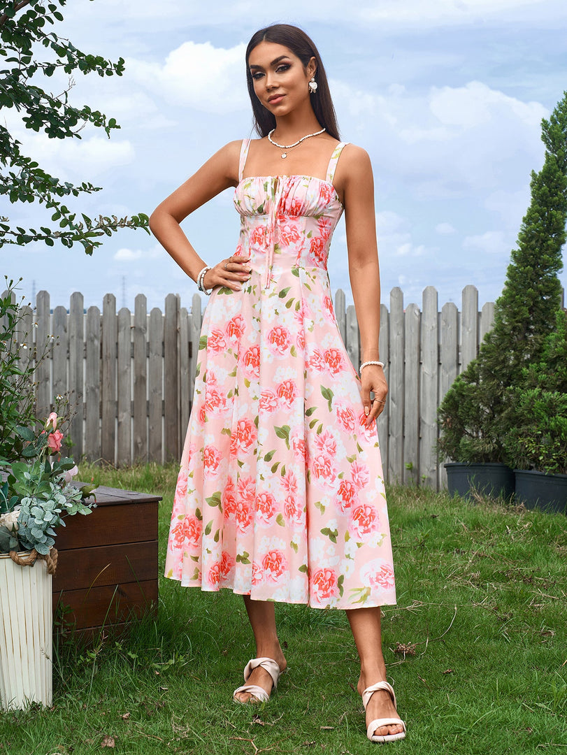 Ruched Bust Split Thigh Cami Dress | Vacation Dress