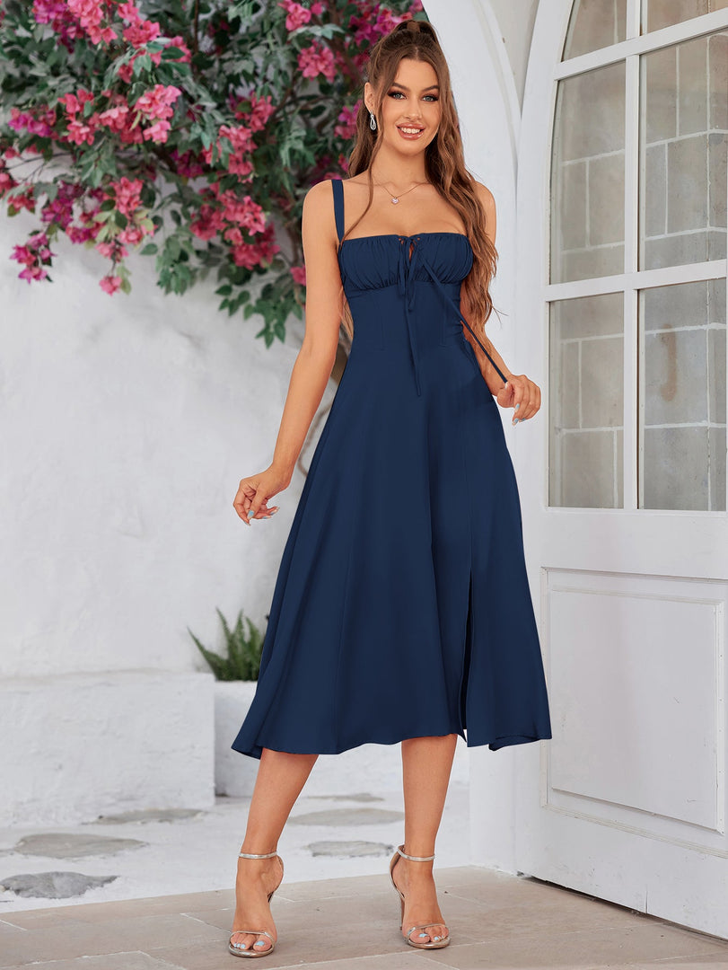 Ruched Bust Split Thigh Cami Dress | Vacation Dress