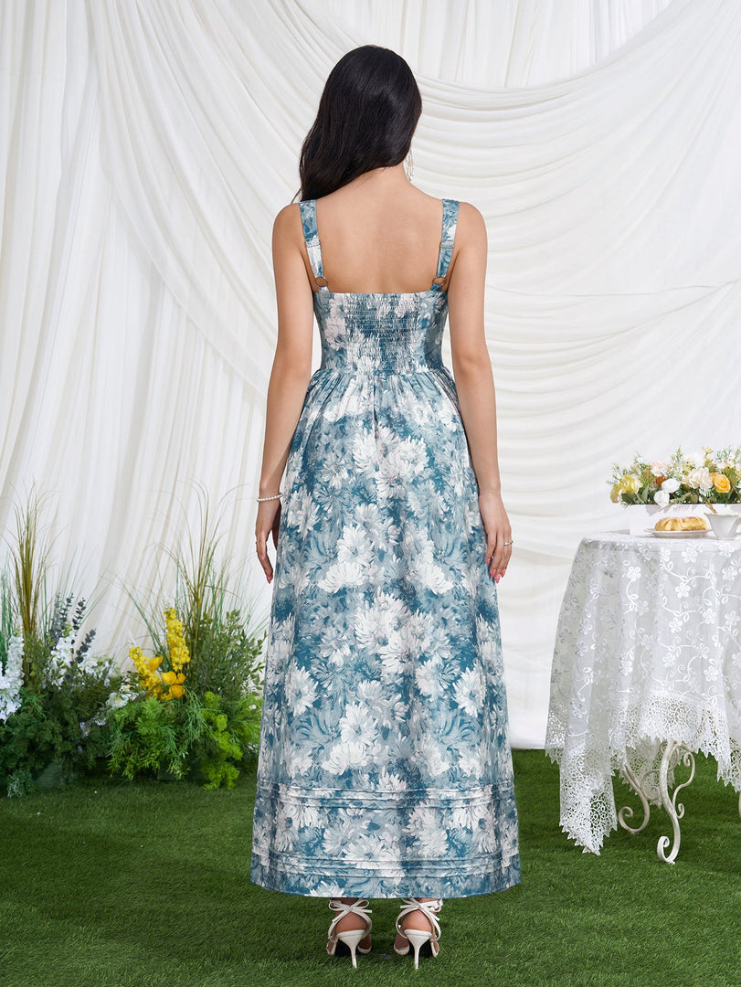 Ruched Bust Tie Front Floral Print Dress | Wedding Guest Dress, Vacation Dress