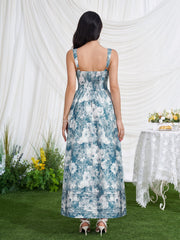 Ruched Bust Tie Front Floral Print Dress | Wedding Guest Dress, Vacation Dress