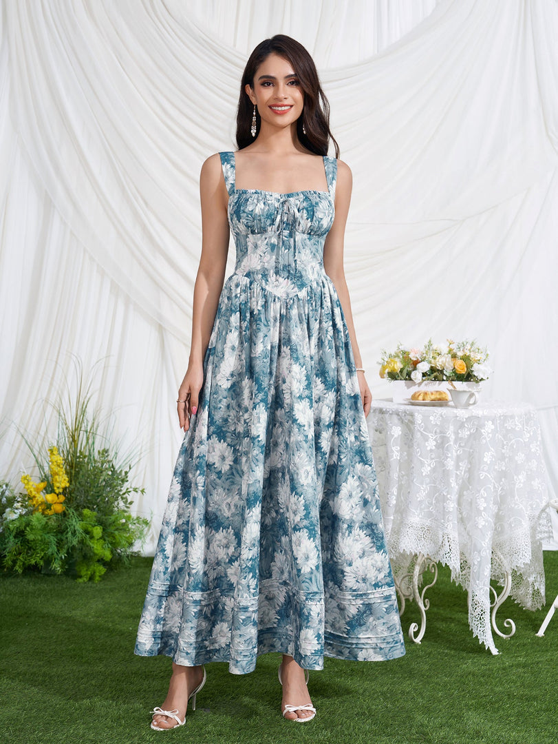 Ruched Bust Tie Front Floral Print Dress | Wedding Guest Dress, Vacation Dress
