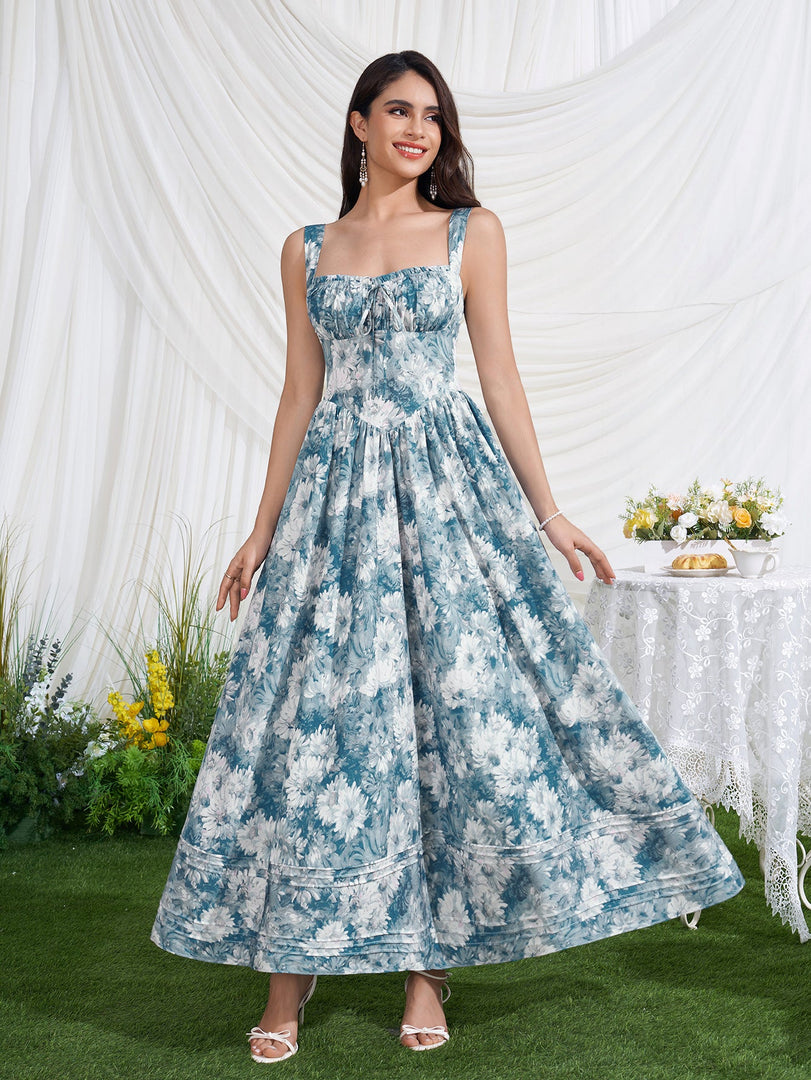Ruched Bust Tie Front Floral Print Dress | Wedding Guest Dress, Vacation Dress