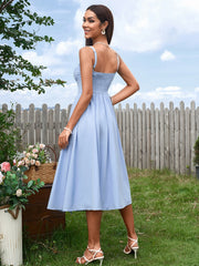 Ruched Bust Tie Front Split Thigh Ruched Cami Dress | Vacation Dress