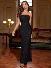 Ruched Mesh Sequin Tube Dress | Cocktail Dress