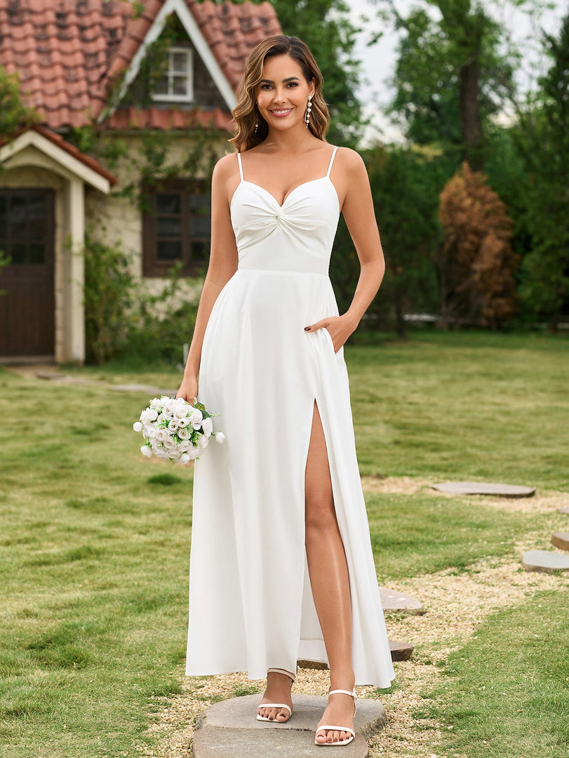 Ruched Split Thigh With Pockets Cami Dress | Vacation Dress