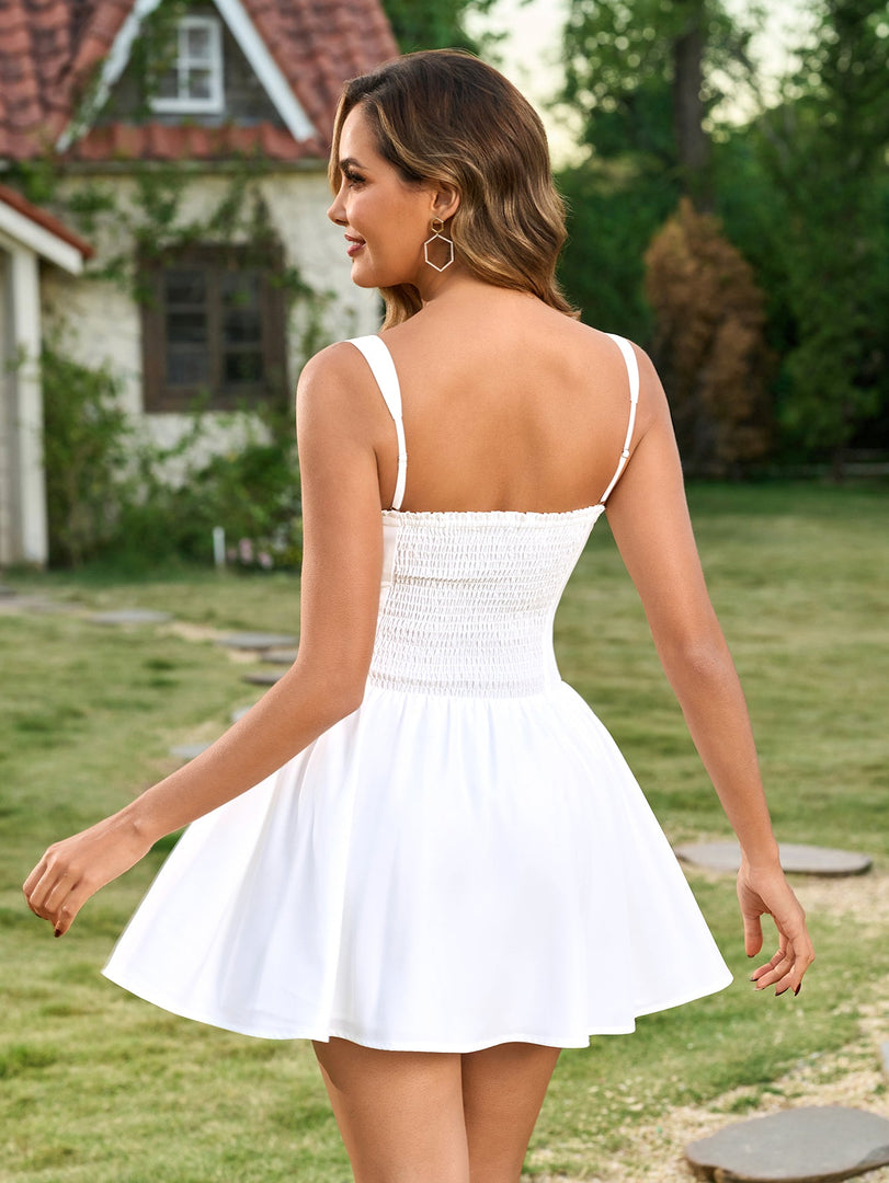 Ruched Tie Front Zipper Solid Mini Dress | Homecoming Dress