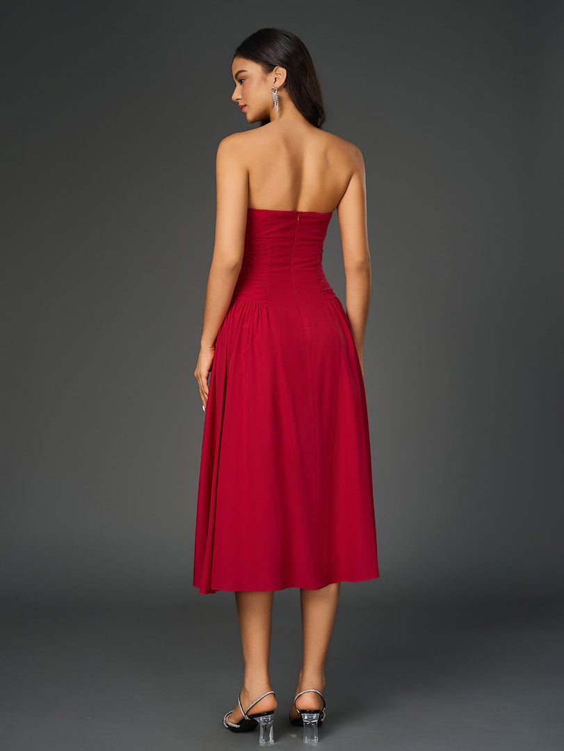 Ruched Waist Backless Prom Tube Dress | Prom Dress