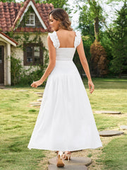 Ruffle Straps Square Neck Backless Maxi Dress | Prom Dress