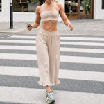 Load image into Gallery viewer, Rufina + Aurora Ruched Tube Top and Wide Leg Pants Yoga Matching Set
