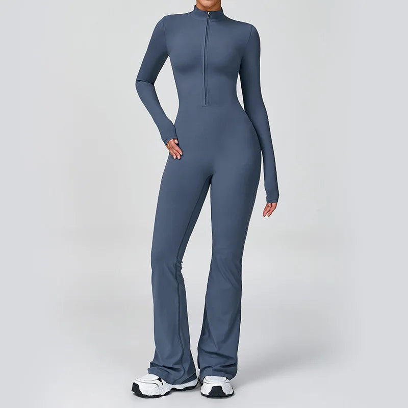 Zippered Contour Seamless Yoga Jump Suit Performance