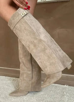 Load image into Gallery viewer, Women's Leather Thigh-High Boots with Buckle
