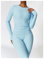 Load image into Gallery viewer, Seamless Sculpted Yoga Core Set Leggings Ribbed Contour
