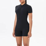 Load image into Gallery viewer, Light Weight Zippered Short Sleeve Jumpsuit Nylon Fabric
