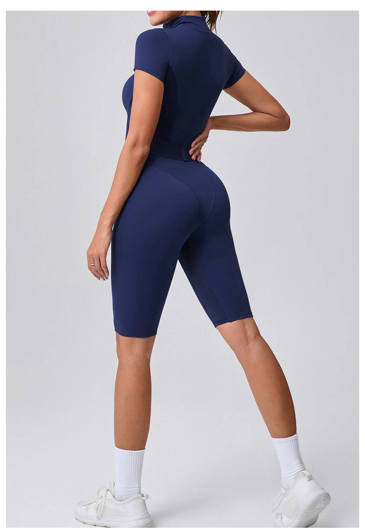 Seamless Zippered Contour Yoga Bodysuit for Performance