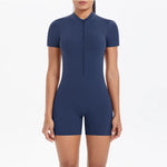 Load image into Gallery viewer, Light Weight Zippered Short Sleeve Jumpsuit Nylon Fabric
