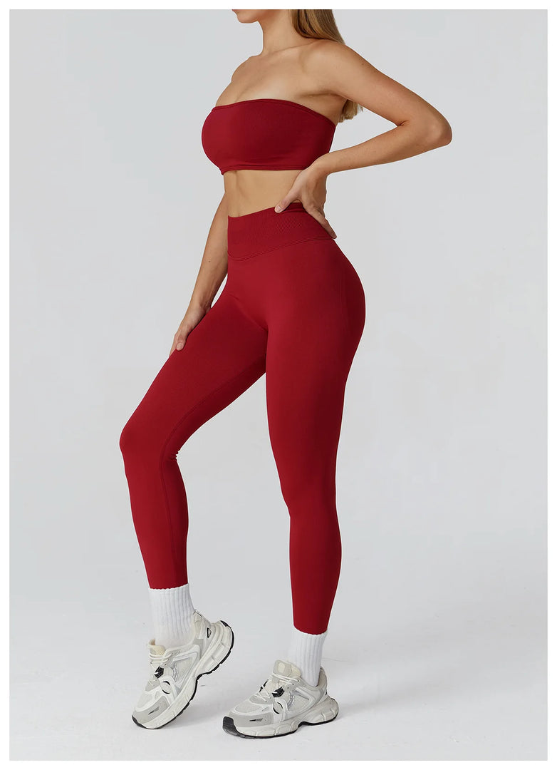 Seamless Premium Athleisure 2 Piece Leggings Set Nylon
