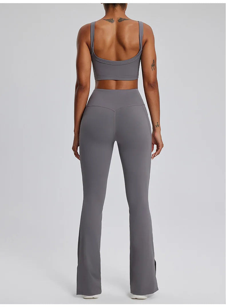 Contour Stretch Athleisure Bell Bottoms Set Nylon Spandex
