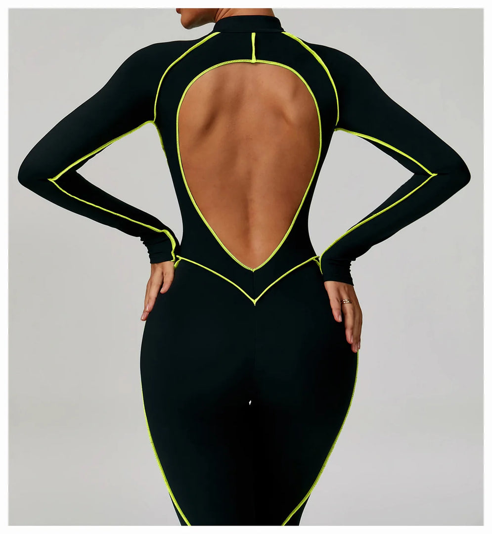 Premium Contour Seamless Breathable Jumpsuit With Front Zip