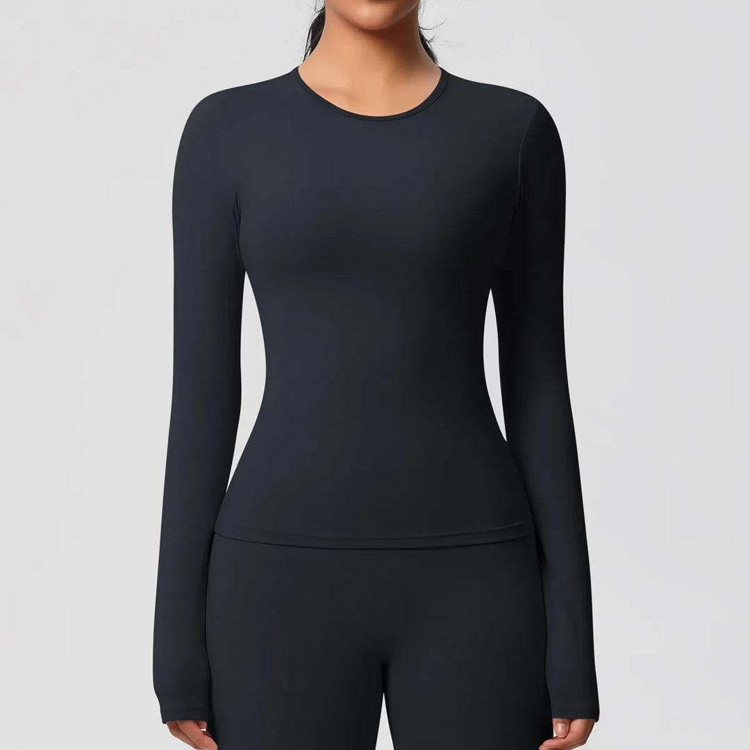 Luxurious Breathable Contoured Long Sleeve Yoga Top Nylon