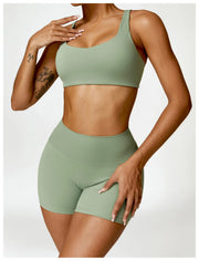 Seamless Two Piece Yoga Set Contour Silhouette Leggings