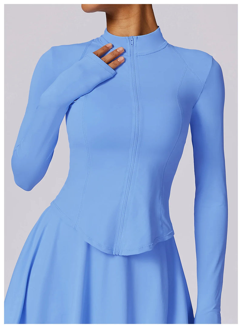 Luxurious Contoured Yoga Set Zippered Front Seamless Nylon